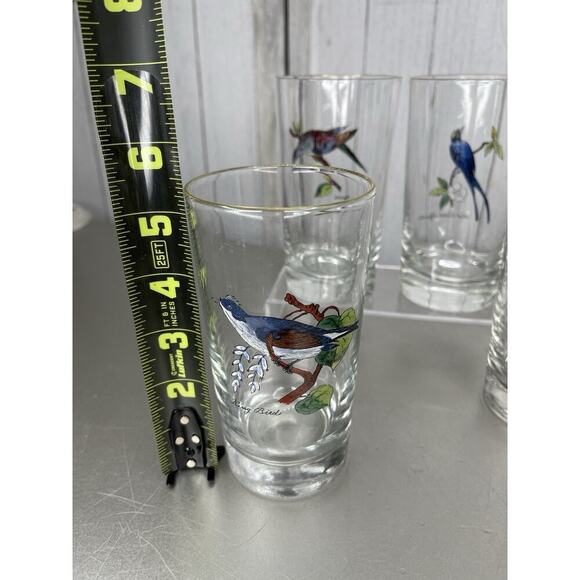 Vintage Set of 4 Hand Painted Bird Tumblers Drinking Glasses - Picture 7 of 7